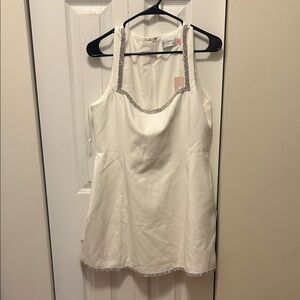 Elegant White Dress with Silver Bedazzle